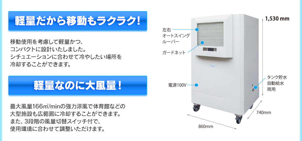 軽量だから移動もラクラク！軽量なのに大風量！